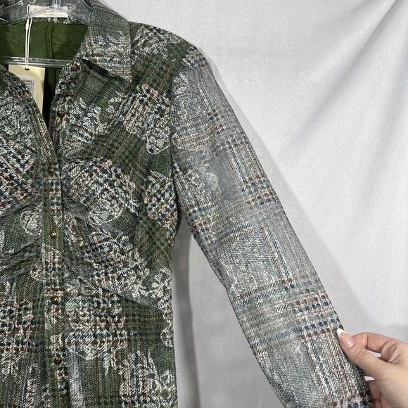 NWT $295 RAMY BROOK [ Small ] Hamilton Mesh Long Sleeve Top Sage Tartan 7136 - Picture 11 of 16